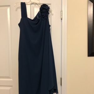 Cocktail dark teal lined chiffon dress